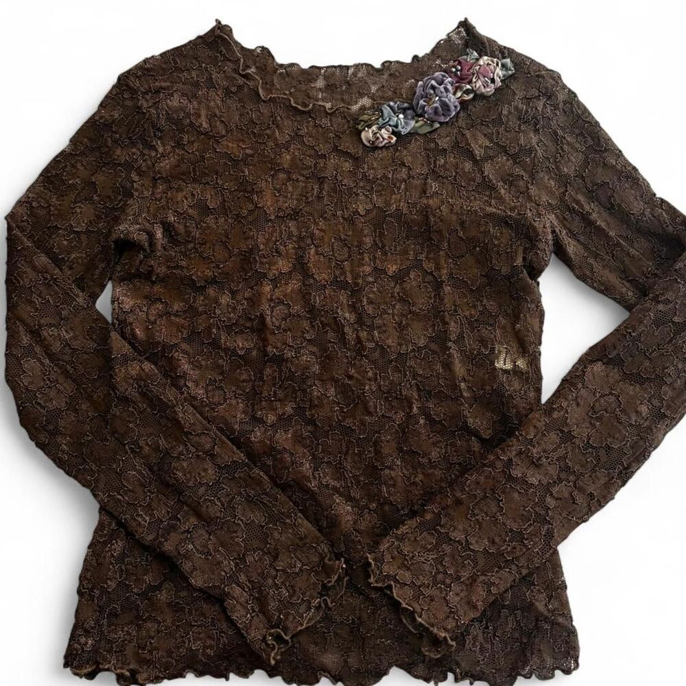 Brown Whimsical Lace long Sleeve